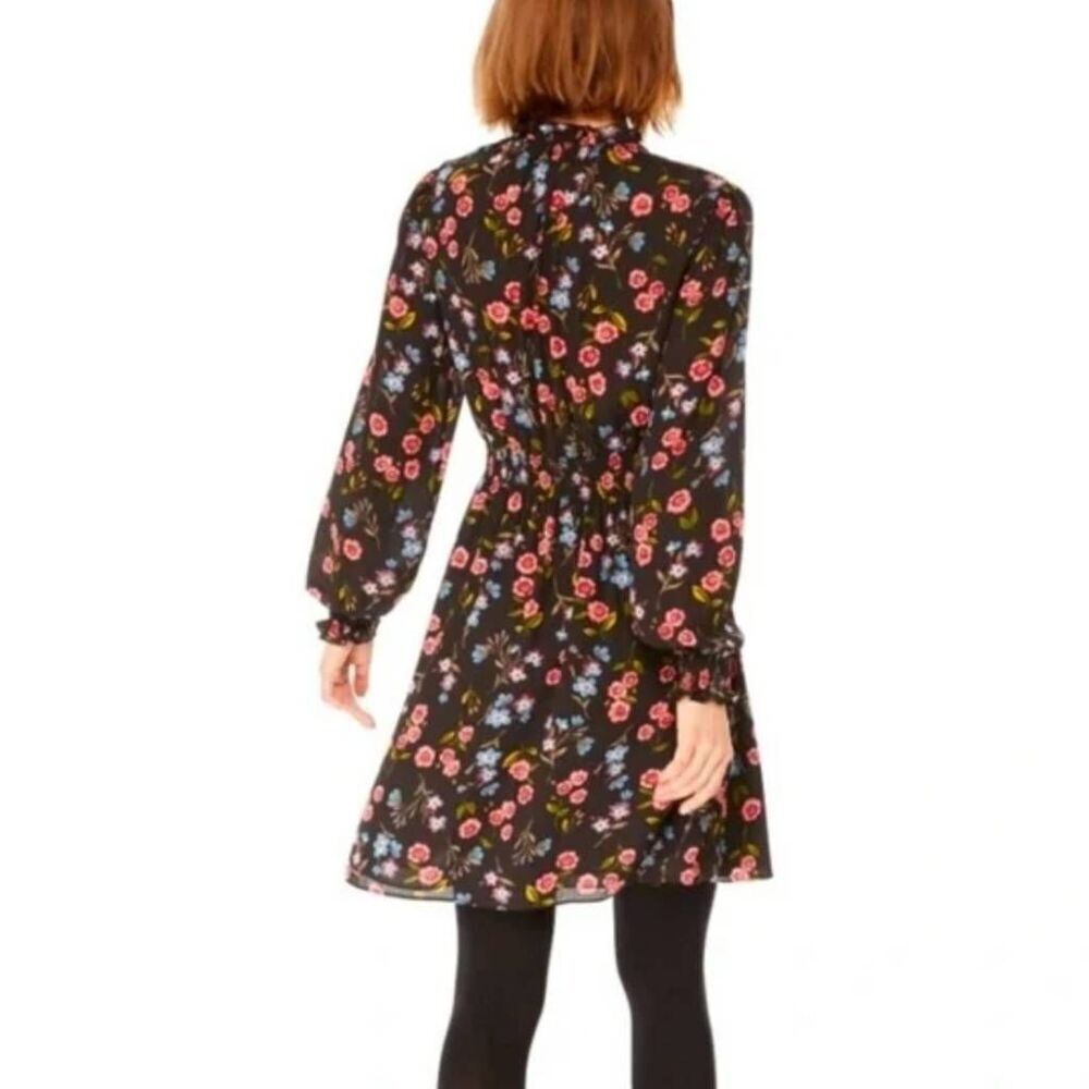 Kate Spade Meadow Floral Shift Dress Black Pink XXS NWOT - Picture 2 of 12